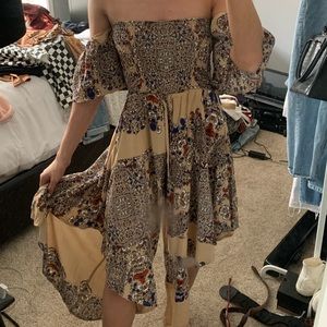 Off the shoulder wide leg romper